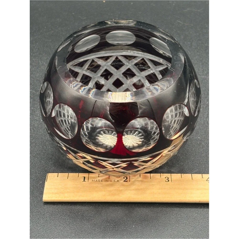 Vintage Bohemian Black Cut to Clear Crystal Votive Candle Holder BEAUTIFUL